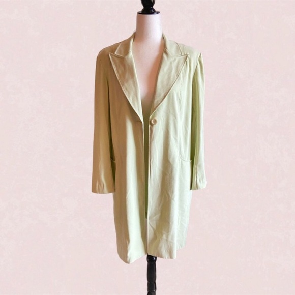 Vintage 90's pastel green long line blazer jacket - Picture 6 of 15